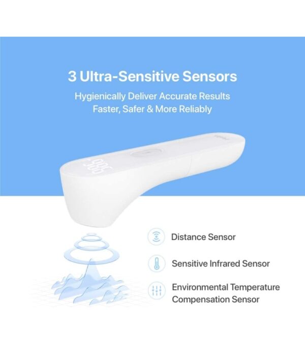 iHealth No-Touch Forehead Thermometer, Digital Infrared Thermometer for Adults and Kids, Touchless Baby Thermometer, 3 Ultra-Sensitive Sensors, Large LED Digits, Quiet Vibration Feedback, Non Contact