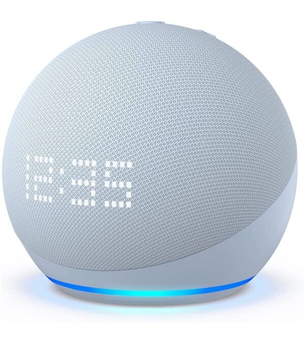 All-New Echo Dot (5th Gen, 2022 release) with clock | Smart speaker with clock and Alexa | Cloud Blue