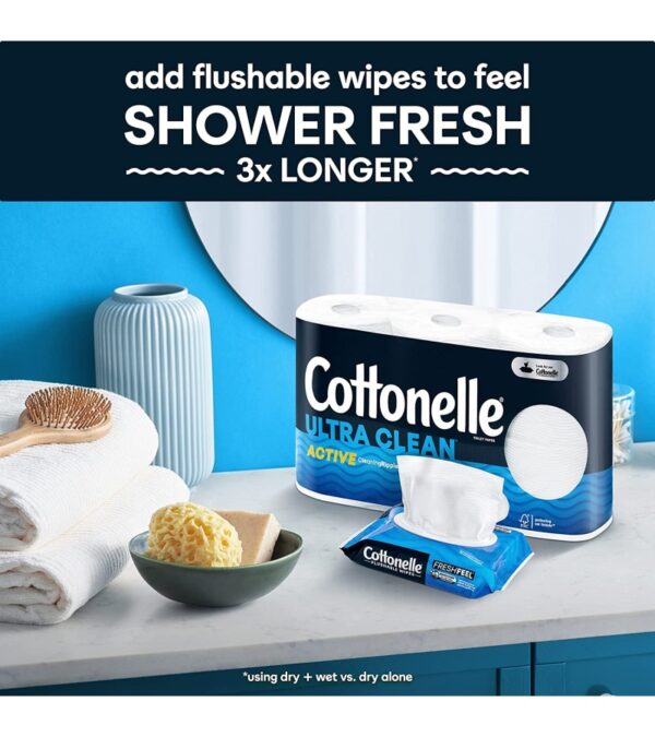 img-6c96bbf0a9dcd11344f704c842fa3d7a Cottonelle Ultra Clean Toilet Paper with Active CleaningRipples Texture, Strong Bath Tissue, 24 Family Mega Rolls (24 Family Mega Rolls = 132 Regular Rolls), 388 Sheets per Roll, Packaging May Vary