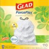 img-6d05955db7fb705588bb781dbace13b4 GLAD ForceFlex Tall Kitchen Drawstring Trash Bags, 13 Gallon White Trash Bag for Kitchen Trash Can, Gain Original Scent, Odor Shield, Odor Eliminator, Leak Protection, 110 Count