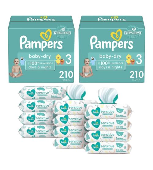 img-6d5fc4167dcde2ab9e5580b54621113d Pampers Baby Dry Disposable Baby Diapers Size 3, 2 Month Supply (2 x 210 Count) with Sensitive Water Based Baby Wipes, 12X Pop-Top Packs (864 Count)