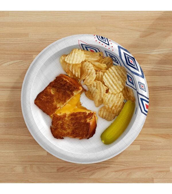 img-6eb0af31c9a5758d4479d28762cc064c Dixie Paper Plates, 10 1/16 inch, Dinner Size Printed Disposable Plate, 44 Count (Pack of 5) , Packaging and Design May Vary