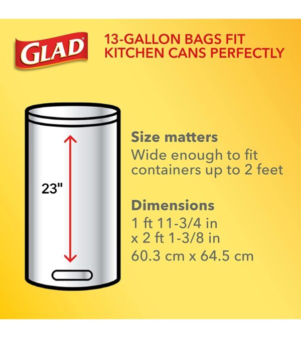 Glad ForceFlex Tall Kitchen Drawstring Trash Bags, 13 Gal, OdorShield, 80 Ct