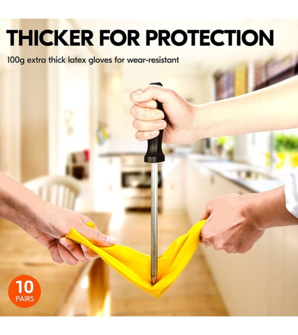 img-70400009cc3216aa85836a86a9b31a2b Vgo… 10-Pairs Reusable Household Gloves, Rubber Dishwashing gloves, Extra Thickness, Long Sleeves, Kitchen Cleaning, Working, Painting, Gardening, Pet Care (Size M, Yellow, HH4601)