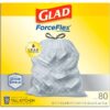Glad ForceFlex Tall Kitchen Drawstring Trash Bags, 13 Gal, OdorShield, 80 Ct