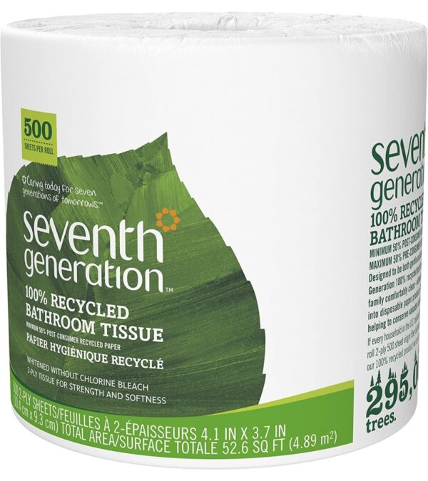 img-7ca0c45842624c10423a3b6abbea7692 Seventh Generation White Toilet Paper 2-ply 100% Recycled Paper, 500 sheets, Pack of 60