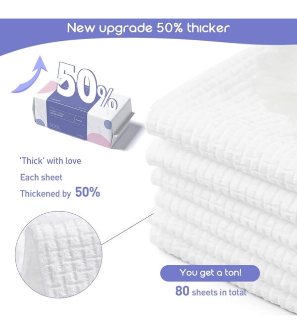 img-7fda5ba4c57885f9a52192b6c0b0c833 PoeticEHome Extra Thick Cotton Dry Wipes, Disposable Face Towel Lint-Free Facial Tissue Cloths for Deeply Cleansing & Makeup Cleaning 4 PACK