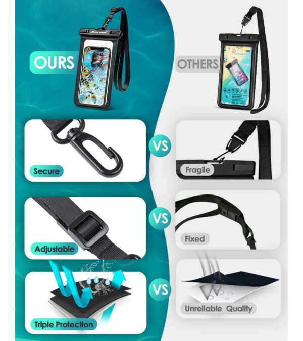 Hiearcool Universal Waterproof Phone Pouch, Waterproof Phone Case Compatible for iPhone 14 13 12 11 Pro Max XS Plus Samsung Galaxy S22 Cellphone Up to 7.2″, IPX8 Cellphone Dry Bag for Vacation-2 Pack