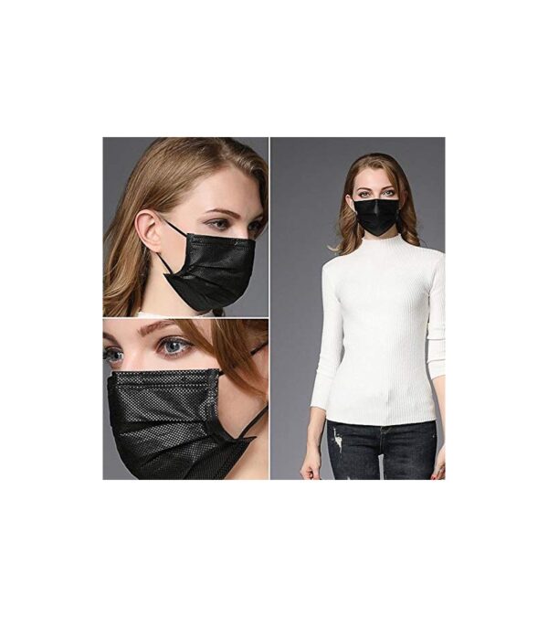 img-825918f7e6b8747914a364cb0f348494 100PCS 3 Ply Black Disposable Face Mask Filter Protection Face Masks