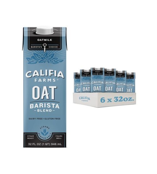 img-86598e5395020cd353a274e6276783e5 Califia Farms – Oat Barista Blend Oat Milk, 32 Oz (Pack of 6), Shelf Stable, Dairy Free, Plant Based, Vegan, Gluten Free, Non GMO, High Calcium, Milk Frother, Creamer, Oatmilk