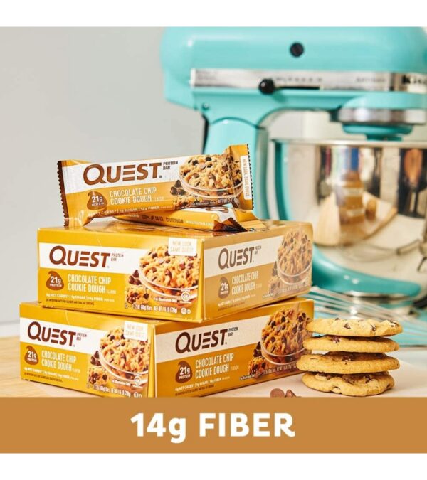 img-8a0bae021f3fb87506a50220bd33a21f Quest Nutrition Chocolate Chip Cookie Dough Protein Bars, High Protein, Low Carb, Gluten Free, Keto Friendly, 12 Count