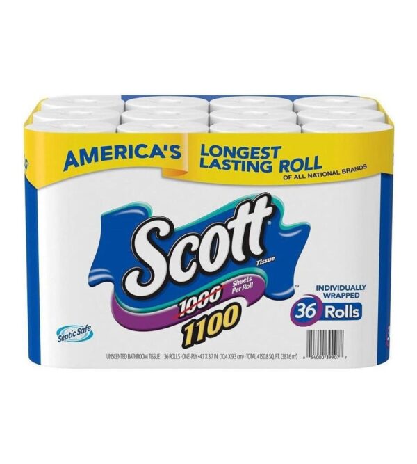 img-8e115d54dc14c325c08272db45fdf077 Scott Bath Tissue, 1, 100 Sheetsper Roll, 36 Count