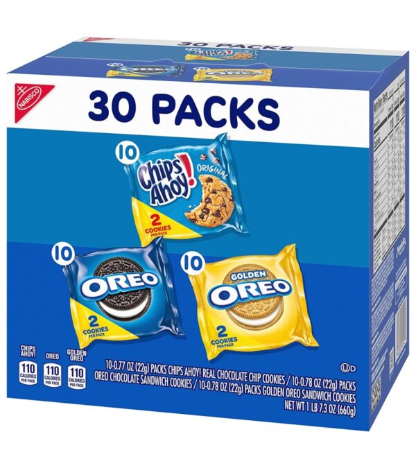 img-91cb83c6623867ab184df2ae7eae6707 Nabisco Sweet Treats Cookie Variety Pack OREO, OREO Golden & CHIPS AHOY, 30 Snack Packs (2 Cookies Per Pack)