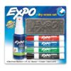 EXPO Low Odor Dry Erase Marker Starter Set, Chisel Tip, Assorted, Whiteboard Eraser, Cleaning Spray, 6 Count