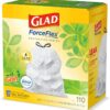 img-9b228552ea72174e167e21aad2aa15f1 GLAD ForceFlex Tall Kitchen Drawstring Trash Bags, 13 Gallon White Trash Bag for Kitchen Trash Can, Gain Original Scent, Odor Shield, Odor Eliminator, Leak Protection, 110 Count