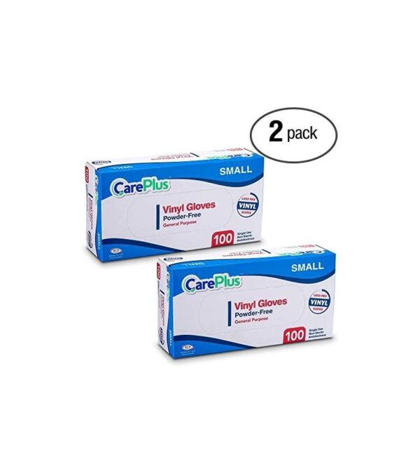 img-9d2bb741635fa35c656a0000e5745e47 Care Plus 200 Count Disposable Plastic Vinyl Clear Small Size Gloves, Allergy, Latex And Powder Free, Great For Home Kitchen Or Office Cleaning, Cooking, 2 Boxes