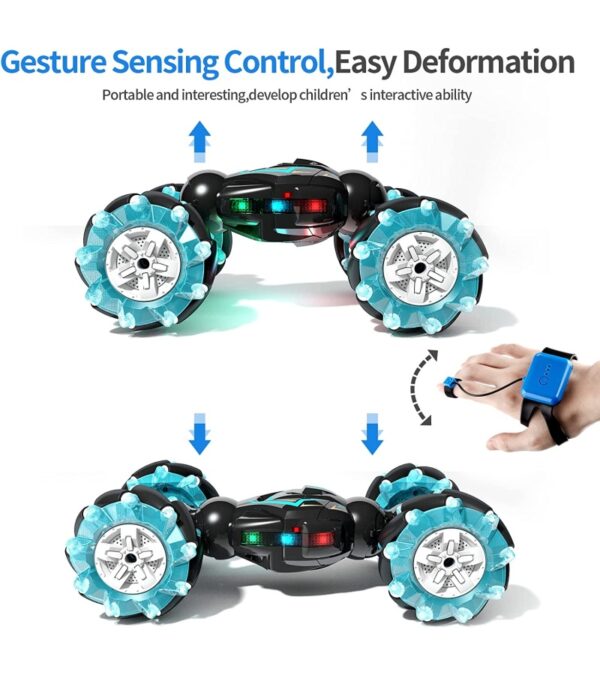 img-a2c6bdab700e66cdbd794c206bd9aec9 Deejoy RC Stunt Car, 2.4GHz 4WD Remote Control Gesture Sensor Toy Cars, Double Sided Rotating Off Road Vehicle 360° Flips with Lights Music, for Boys & Girls Birthday
