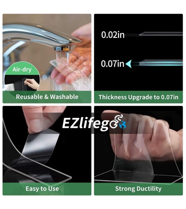 img-a56b9a386073e746de8062e7ba66f984 EZlifego Double Sided Tape Heavy Duty, Multipurpose Removable Clear & Tough Mounting Tape Sticky Adhesive, Reusable Strong Wall Tape Picture Hanging Strips Poster Carpet Tape (Extra Large 9.85FT)