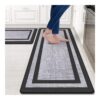 Mattitude Kitchen Mat 2 PCS Cushioned Anti-Fatigue Kitchen Rugs Non-Skid Waterproof Kitchen Mats and Rugs Ergonomic Comfort Standing Mat for Kitchen, Floor, Office, Sink, Laundry, Black and Gray