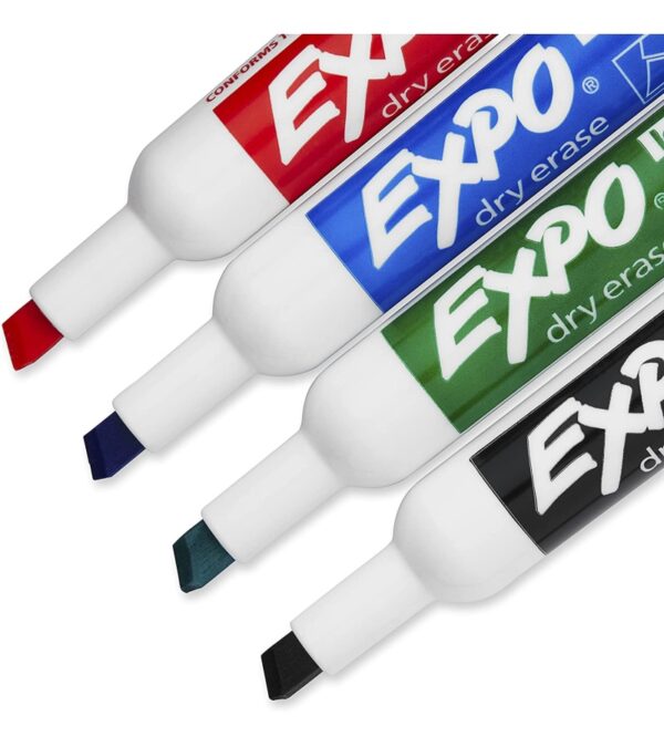 EXPO Low Odor Dry Erase Marker Starter Set, Chisel Tip, Assorted, Whiteboard Eraser, Cleaning Spray, 6 Count