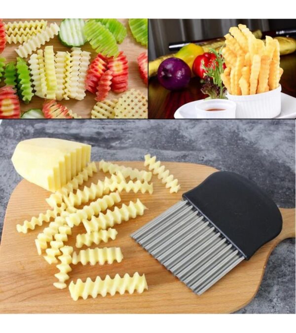 img-aadcd4117cc2bca3e2579e2c259f85e8 Potato Carrot Vegetable Crinkle Wavy Chopper Cutter Blade French Fry Slicer Easy Quick Kitchen Tool Knife Stainless Steel Blade 2 Packs/Set