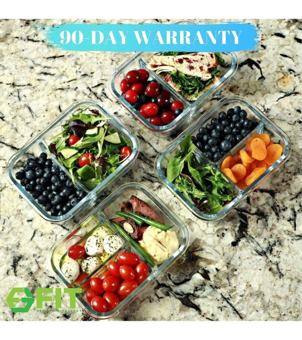 img-abe97c0fe8e63568f7014a4e427ca28e 2 & 3 Compartment Glass Meal Prep Containers (4 Pack, 32 oz) – Glass Food Storage Containers with Lids, Glass Lunch Box, Glass Bento Box Lunch Containers, Portion Control, Airtight