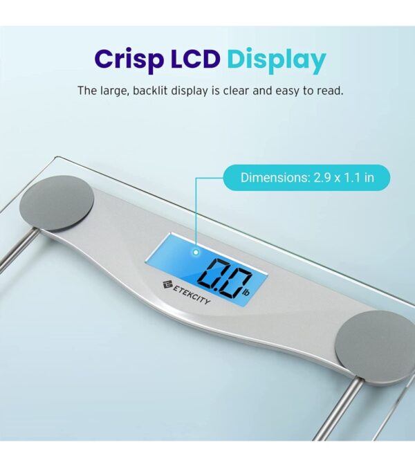 Etekcity Bathroom Scale for Body Weight, Digital Weighing Machine for People, Accurate & Large LCD Backlight Display, 6mm Tempered Glass, 400 lbs