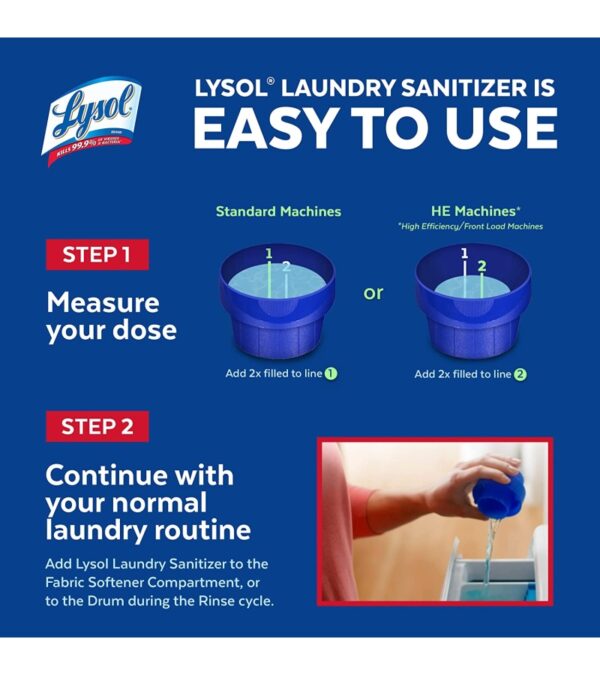 Lysol Laundry Sanitizer Additive, Bacteria-Causing Laundry Odor Eliminator, 0% Bleach Laundry Sanitizer, color, , Multi 90 Fl Oz Crisp Linen
