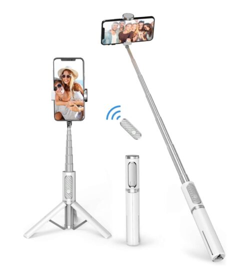 img-b65e4da565c33a6078b05f977f041ed6 ATUMTEK Bluetooth Selfie Stick Tripod, Extendable 3 in 1 Aluminum Selfie Stick with Wireless Remote and Tripod Stand 270 Rotation for iPhone 13/12/11 Pro/XS Max/XS/XR/X, Samsung and Smartphone White