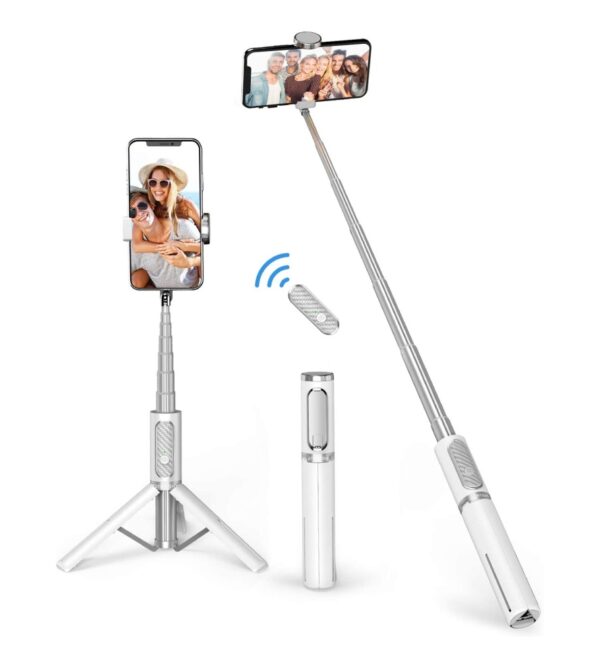 img-b65e4da565c33a6078b05f977f041ed6 ATUMTEK Bluetooth Selfie Stick Tripod, Extendable 3 in 1 Aluminum Selfie Stick with Wireless Remote and Tripod Stand 270 Rotation for iPhone 13/12/11 Pro/XS Max/XS/XR/X, Samsung and Smartphone White