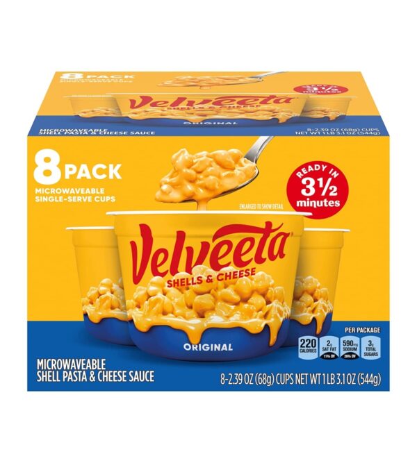 img-b70ea660ad70d5da70d4f937edd3d2d1 Velveeta Original Microwavable Shells & Cheese Cups 2.39 Ounce (Pack of 8)