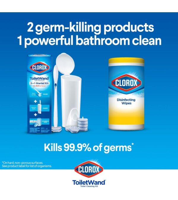img-bc7ca1d3cddddc8d1f34f504a3f15437 Clorox Toilet Wand Disinfecting Refills, Toilet and Bathroom Cleaning, Toilet Brush Heads, Disposable Wand Heads, Blue Original, 30 Count