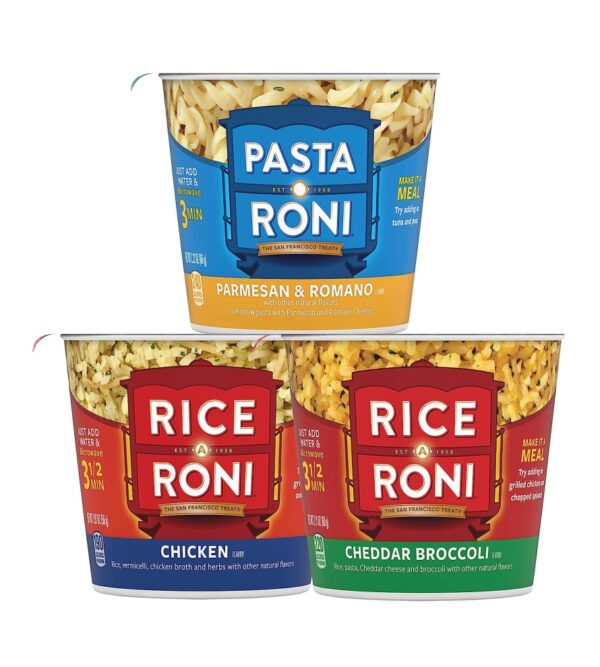img-bd8387577eec1565bacd307392bc10db PASTA RONI Quaker Rice a Roni Cups Individual Cup, 3-Flavor Variety Pack, 2.25 Oz, 12 count (Pack of 1)