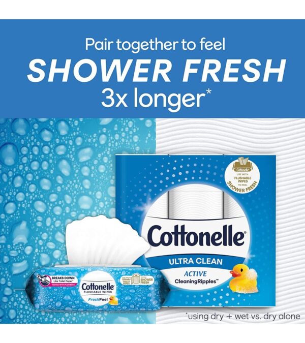 Cottonelle FreshFeel Flushable Wet Wipes, Adult Wet Wipes, 8 Flip-Top Packs, 336 Total Wipes