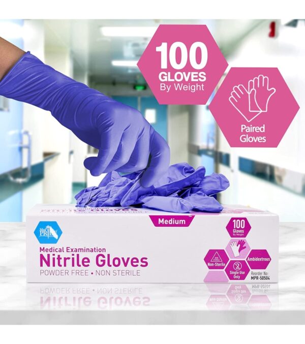 MedPride Powder-Free Nitrile Exam Gloves, Medium, Box/100