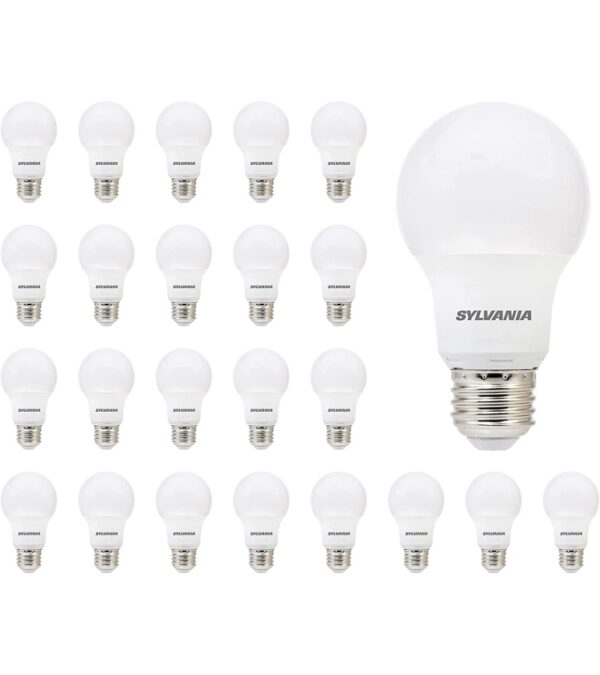 img-c107fba0039a9aa456ce3467850f17ce SYLVANIA LED A19 Light Bulb, 60W Equivalent, Efficient 8.5W, 10 Year, 2700K, 800 Lumens, Frosted, Soft White – 24 Pack (74765), Packaging may vary.