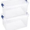 HOMZ Heavy Duty Modular Stackable Storage Tote Containers with Latching Lids, 66 Quart Capacity, Clear, 2 Pack