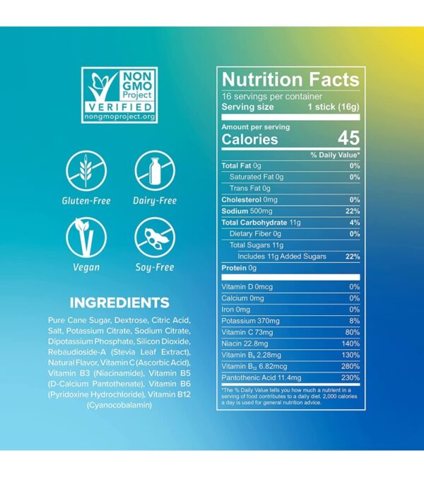 Liquid I.V. Hydration Multiplier – Lemon Lime – Powder Packets | Electrolyte Drink Mix | Easy Open Single-Serving | Non-GMO | 16 Stick