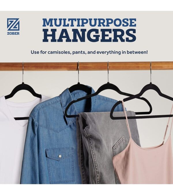 img-d7865ca3bff1b1e88feeec213f2739d8 Zober Velvet Hangers 50 Pack – Black Hangers for Coats, Pants & Dress Clothes – Non Slip Clothes Hanger Set w/ 360 Degree Swivel, Holds up to 10 lbs – Strong Felt Hangers for Clothing