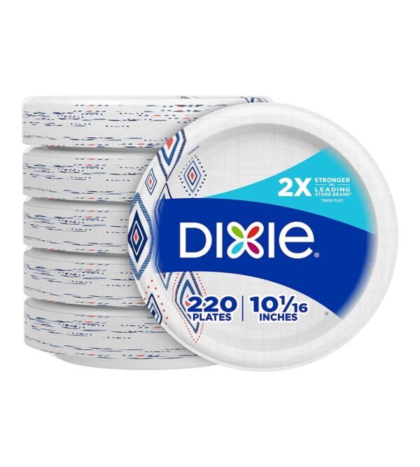 img-d87a3f122088576df8df9af889c1310e Dixie Paper Plates, 10 1/16 inch, Dinner Size Printed Disposable Plate, 44 Count (Pack of 5) , Packaging and Design May Vary