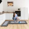 Mattitude Kitchen Mat 2 PCS Cushioned Anti-Fatigue Kitchen Rugs Non-Skid Waterproof Kitchen Mats and Rugs Ergonomic Comfort Standing Mat for Kitchen, Floor, Office, Sink, Laundry, Black and Gray