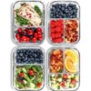 img-dac0943ccf045361386edd19bb020f0a 2 & 3 Compartment Glass Meal Prep Containers (4 Pack, 32 oz) – Glass Food Storage Containers with Lids, Glass Lunch Box, Glass Bento Box Lunch Containers, Portion Control, Airtight