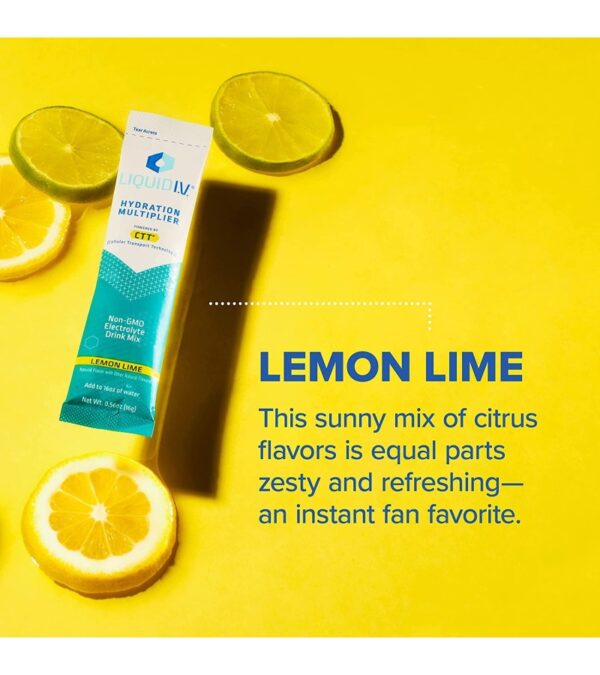Liquid I.V. Hydration Multiplier – Lemon Lime – Powder Packets | Electrolyte Drink Mix | Easy Open Single-Serving | Non-GMO | 16 Stick