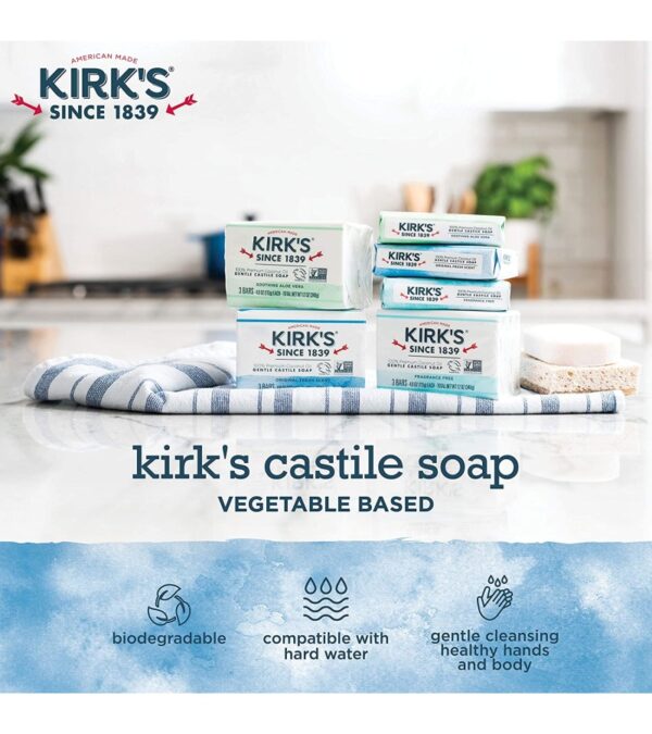 Kirk's Castile Bar Soap Clean Soap for Men, Women & Children| Premium Coconut Oil | Sensitive Skin Formula, Vegan | Original Fresh Scent | 4 oz. Bars – 12 Pack