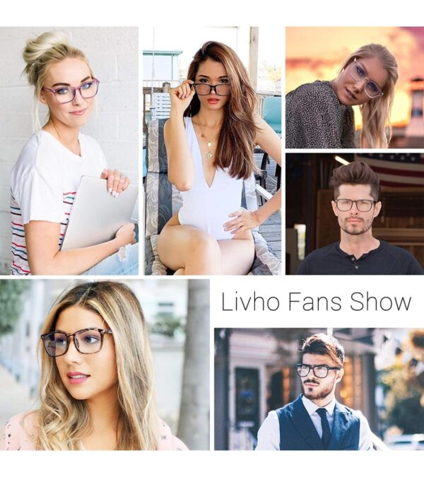 livho 2 Pack Blue Light Blocking Glasses, Computer Reading/Gaming/TV/Phones Glasses for Women Men,Anti Eyestrain & UV Glare (Light Black+Clear)