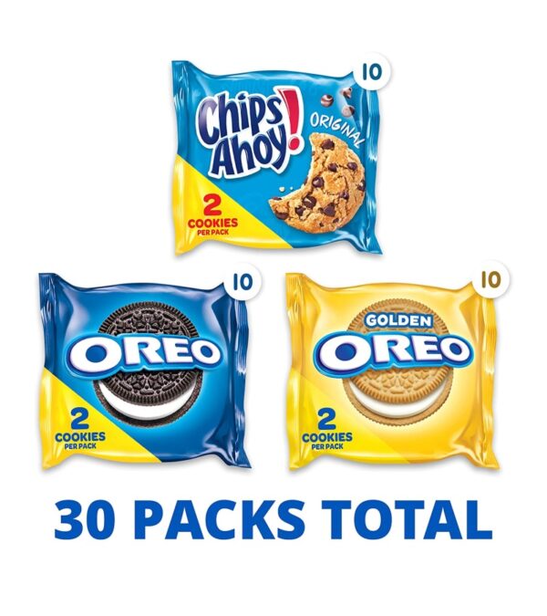 img-e62ad48769b03ec7a5751e86deb884b3 Nabisco Sweet Treats Cookie Variety Pack OREO, OREO Golden & CHIPS AHOY, 30 Snack Packs (2 Cookies Per Pack)