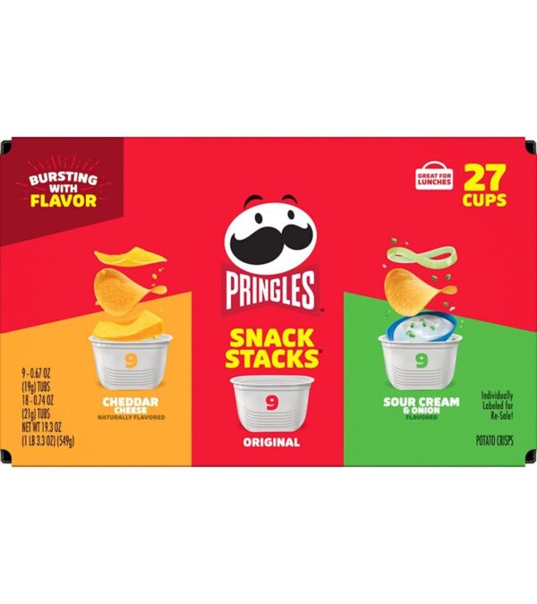 img-e9dd1d0d0db86b5eb69262abe60b0976 Pringles Potato Crisps Chips, Lunch Snacks, Office and Kids Snacks, Snack Stacks, Variety Pack, 19.3oz Box (27 Cups)