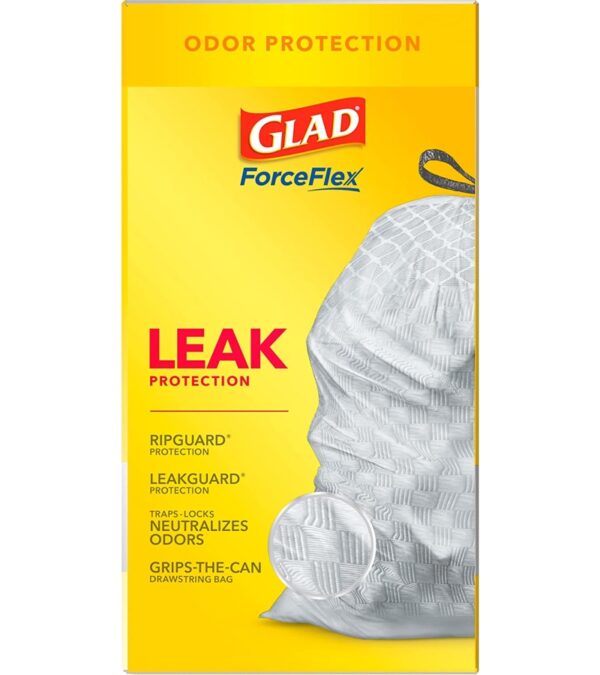 Glad ForceFlex Tall Kitchen Drawstring Trash Bags, 13 Gal, OdorShield, 80 Ct