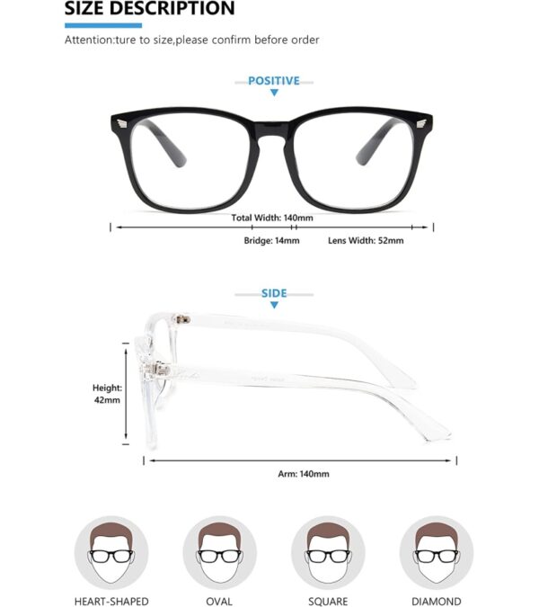 livho 2 Pack Blue Light Blocking Glasses, Computer Reading/Gaming/TV/Phones Glasses for Women Men,Anti Eyestrain & UV Glare (Light Black+Clear)