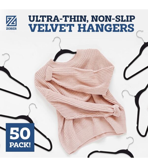 img-f168edca14242f5fb9fd629de296f8fc Zober Velvet Hangers 50 Pack – Black Hangers for Coats, Pants & Dress Clothes – Non Slip Clothes Hanger Set w/ 360 Degree Swivel, Holds up to 10 lbs – Strong Felt Hangers for Clothing